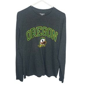 Champion Oregon Ducks Shirt‎ Adult Medium Gray College Long Sleeve Logo Fan
